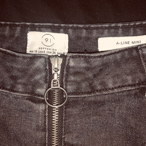 Cotton: On A-Line Mini Skirt Zipper Denim - Picture 4 of 4